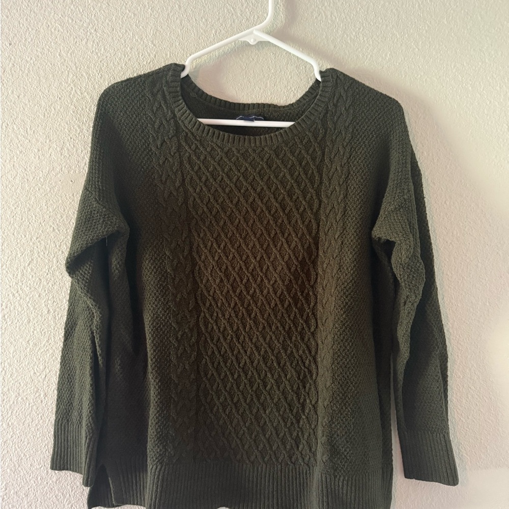 American Eagle Outfitters Dark Green Cable Knit Sweater